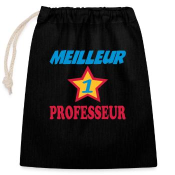 Meilleur PROFESSEUR - Sac cadeau en coton avec cordon (25 x 30 cm) - noir - Devant
