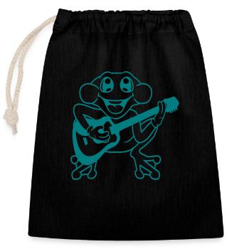 Frosch Fröschchen Spielt Gitarre Musik Gitarrist - Verschließbarer Geschenkbeutel aus Baumwolle (25x30cm) - Schwarz - Vorne