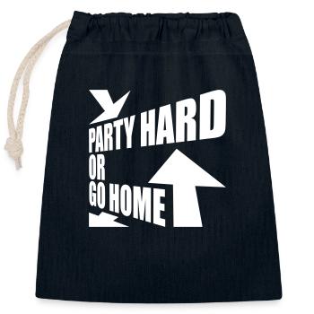 Party Hard Or Go Home Pfeile Nach Hause Gehen Logo - Verschließbarer Geschenkbeutel aus Baumwolle (25x30cm) - Navy - Vorne