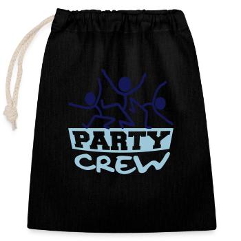 3 Party Crew Strichmännchen Team Freunde Mitglied - Verschließbarer Geschenkbeutel aus Baumwolle (25x30cm) - Schwarz - Vorne