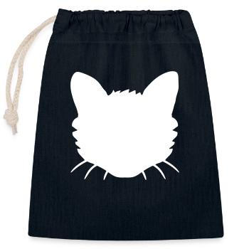 Katzen Gesicht Silhouette Kopf Umrandung Umriss - Verschließbarer Geschenkbeutel aus Baumwolle (25x30cm) - Navy - Vorne