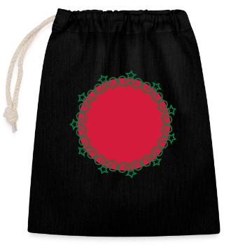 Circle star border frame - Closable cotton gift bag (25x30cm) - black - Front