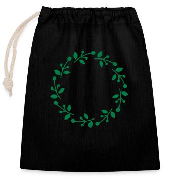 Couronne de Noël - Sac cadeau en coton avec cordon (25 x 30 cm) - noir - Devant