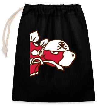 dinosaure pirate stégosaure drôle sabre dino - Sac cadeau en coton avec cordon (25 x 30 cm) - noir - Devant