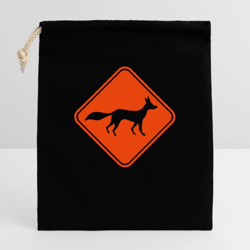 Red Fox Shield Caution Danger Warning Closable cotton gift bag (25x30cm)