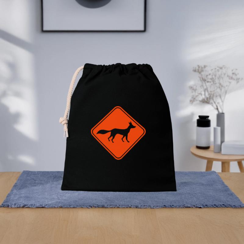 Red Fox Shield Caution Danger Warning Closable cotton gift bag (25x30cm)
