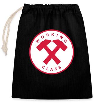 Working Class - Closable cotton gift bag (25x30cm) - black - Front