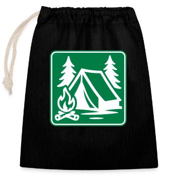 Camping Zelt Symbol - Verschließbarer Geschenkbeutel aus Baumwolle (25x30cm) - Schwarz - Vorne