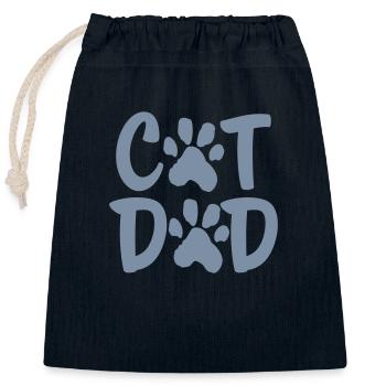 Cat Dad Pfote Logo - Verschließbarer Geschenkbeutel aus Baumwolle (25x30cm) - Navy - Vorne
