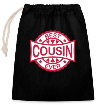 Citation du meilleur cousin de tous les temps - Sac cadeau en coton avec cordon (25 x 30 cm) - noir - Devant