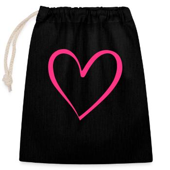 Heart Pink - Closable cotton gift bag (25x30cm) - black - Front