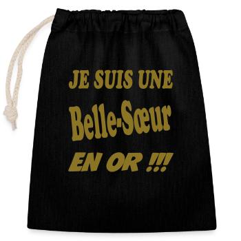 Une Belle Sœur en or - Sac cadeau en coton avec cordon (25 x 30 cm) - noir - Devant