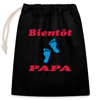 BALD VATER - Verschließbarer Geschenkbeutel aus Baumwolle (25x30cm) - Schwarz - Vorne