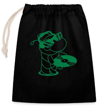 DJ Caterpillar Vinyle Disque Lunettes De Soleil Musique de Fête - Sac cadeau en coton avec cordon (25 x 30 cm) - noir - Devant