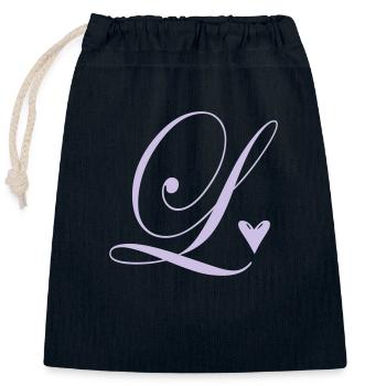 Monogramm L Herz Ranke - Verschließbarer Geschenkbeutel aus Baumwolle (25x30cm) - Navy - Vorne