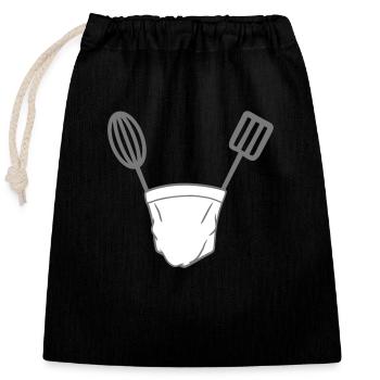 koch kochen chef meister grillen bbq kueche lecker - Verschließbarer Geschenkbeutel aus Baumwolle (25x30cm) - Schwarz - Vorne