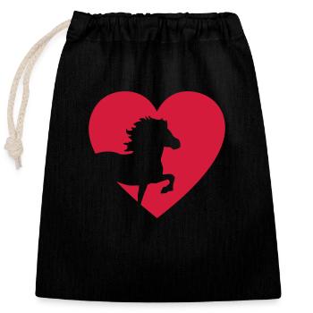 Cheval islandais - Sac cadeau en coton avec cordon (25 x 30 cm) - noir - Devant