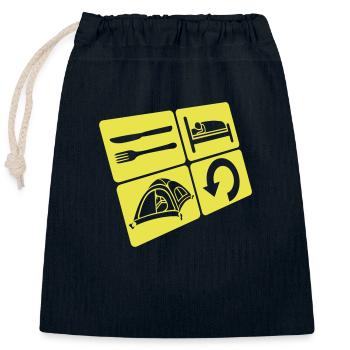 Draußen übernachten täglich wiederholen - Verschließbarer Geschenkbeutel aus Baumwolle (25x30cm) - Navy - Vorne