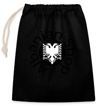 Logo de la boutique albanaise - Sac cadeau en coton avec cordon (25 x 30 cm) - noir - Devant