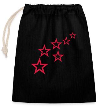 stars - Closable cotton gift bag (25x30cm) - black - Front