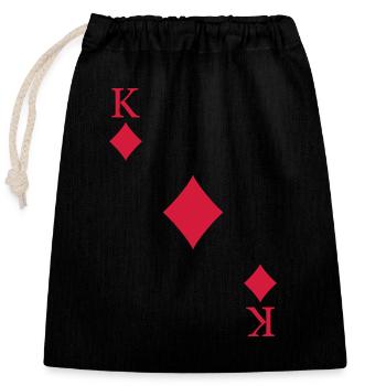Karo König Spielkarte Kartenspiel Kostüm Karneval - Verschließbarer Geschenkbeutel aus Baumwolle (25x30cm) - Schwarz - Vorne