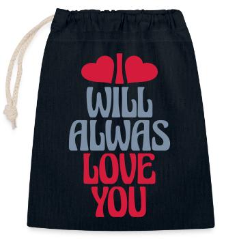 I will always love - Closable cotton gift bag (25x30cm) - navy - Front
