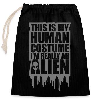 Citation extraterrestre de costume humain - Sac cadeau en coton avec cordon (25 x 30 cm) - noir - Devant