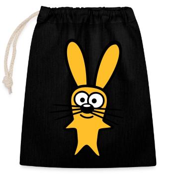 Hase Kaninchen Häschen Cartoon Kleintier niedlich - Verschließbarer Geschenkbeutel aus Baumwolle (25x30cm) - Schwarz - Vorne