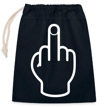 Hand Mittelfinger - Verschließbarer Geschenkbeutel aus Baumwolle (25x30cm) - Navy - Vorne