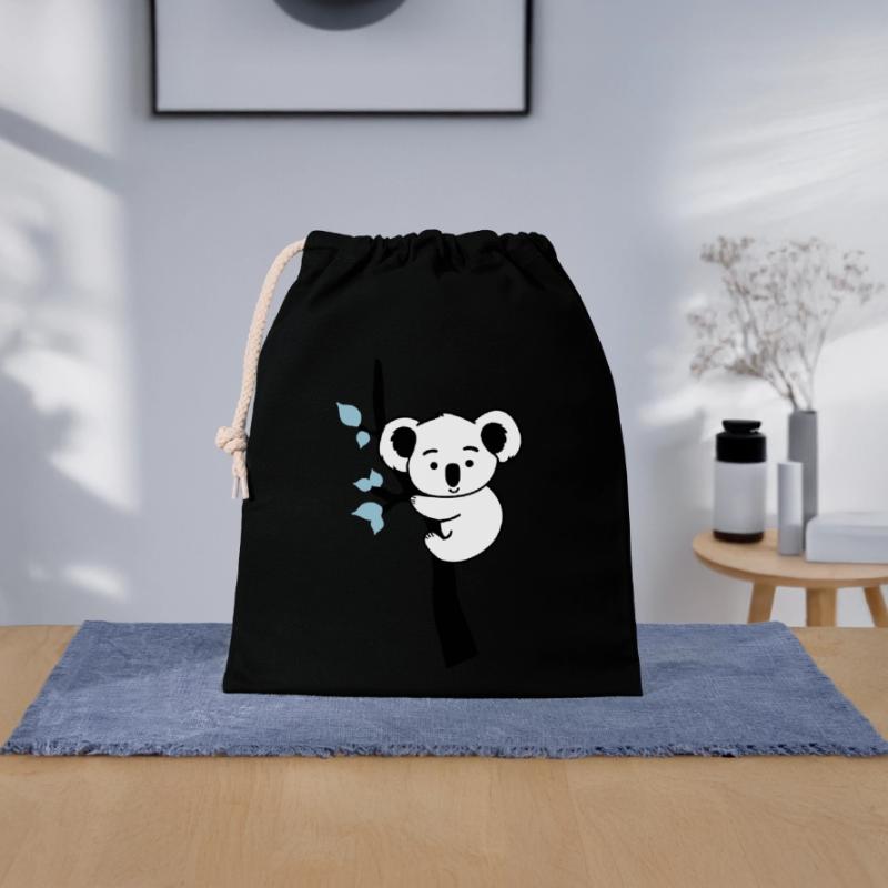 Koala Bear Comic Tree Closable cotton gift bag (25x30cm)