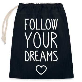 Follow your Dreams - Sac cadeau en coton avec cordon (25 x 30 cm) - bleu marine - Devant
