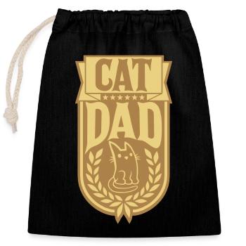 Design Cat Dad Lorbeerkranz - Verschließbarer Geschenkbeutel aus Baumwolle (25x30cm) - Schwarz - Vorne
