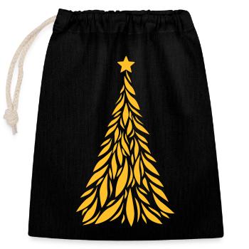 Goldener Tannenbaum - Verschließbarer Geschenkbeutel aus Baumwolle (25x30cm) - Schwarz - Vorne