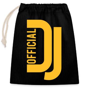 Officiel DJ Music Party Célébration Texte Logo Lettrage - Sac cadeau en coton avec cordon (25 x 30 cm) - noir - Devant
