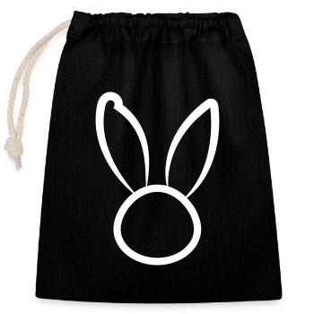 / Head - Outline - Closable cotton gift bag (25x30cm) - black - Front