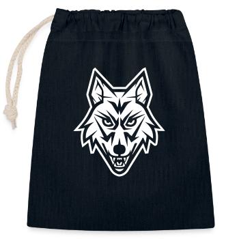 Wolf Animal Head - Closable cotton gift bag (25x30cm) - navy - Front