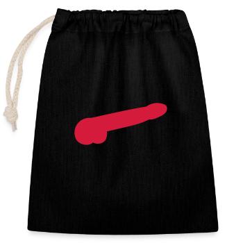 Penis Silhouette - Verschließbarer Geschenkbeutel aus Baumwolle (25x30cm) - Schwarz - Vorne