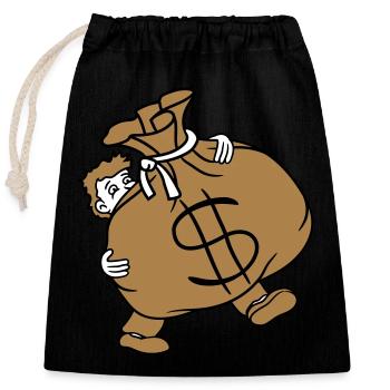 ours lourd dollar symbole signe argent riche gel - Sac cadeau en coton avec cordon (25 x 30 cm) - noir - Devant