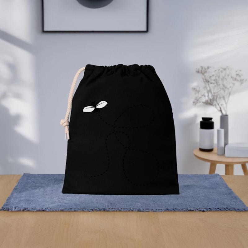 Dashed Line Fly Closable cotton gift bag (25x30cm)