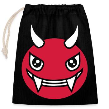Devil Monster Design Face - Closable cotton gift bag (25x30cm) - black - Front