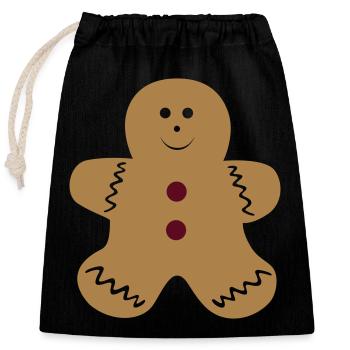 Cookie Man - Sac cadeau en coton avec cordon (25 x 30 cm) - noir - Devant