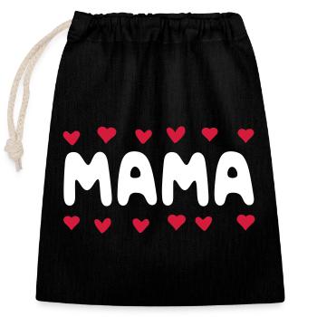 Maman - Sac cadeau en coton avec cordon (25 x 30 cm) - noir - Devant