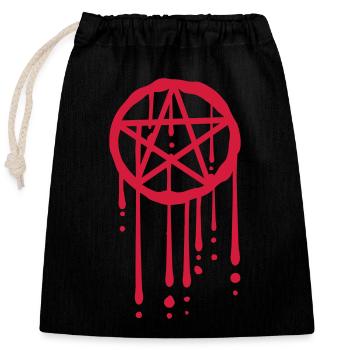 Gouttes de sang de pentagramme - Sac cadeau en coton avec cordon (25 x 30 cm) - noir - Devant