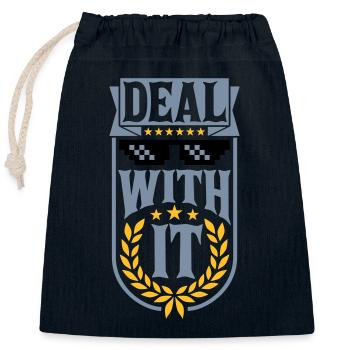 Deal with it Lorbeerkranz - Verschließbarer Geschenkbeutel aus Baumwolle (25x30cm) - Navy - Vorne