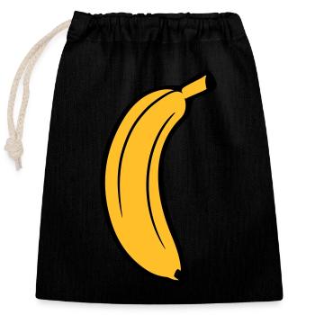 fruit banana delicious healthy eat banana peel krum - Closable cotton gift bag (25x30cm) - black - Front