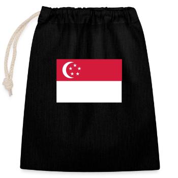 Singapur Flagge - Verschließbarer Geschenkbeutel aus Baumwolle (25x30cm) - Schwarz - Vorne