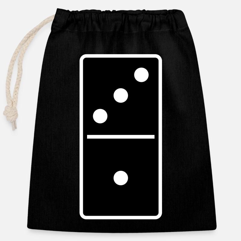 DOMINO STONE 3: 1 - COULEUR VARIABLE - CONCEPTION DE VECTEUR! - Sac cadeau en coton avec cordon (25 x 30 cm) - noir