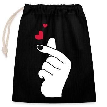 Cœurs de doigts 2 - Sac cadeau en coton avec cordon (25 x 30 cm) - noir - Devant