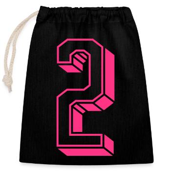 Zahl zwei - Nummer 2 pink Mädchen Trikotnummer - Verschließbarer Geschenkbeutel aus Baumwolle (25x30cm) - Schwarz - Vorne
