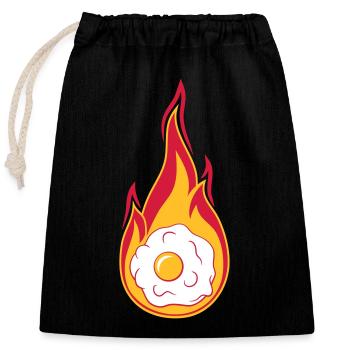 hot fire flames burn torch fried egg cook - Closable cotton gift bag (25x30cm) - black - Front